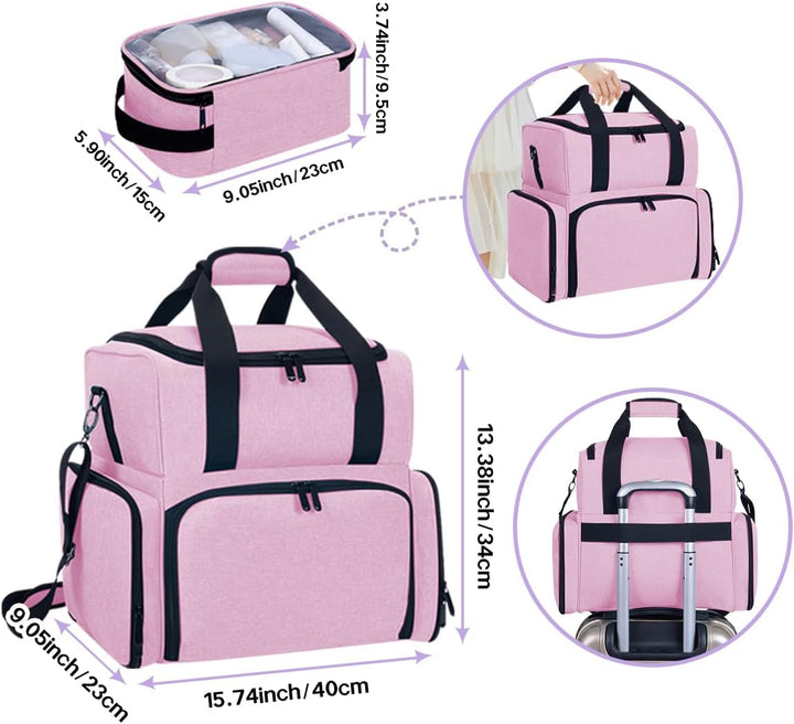 grosse Kosmetiktasche mit 4 abnehmbaren Gehäusen Doppelschicht Reiseveranstalter Make-up-Tasche mit