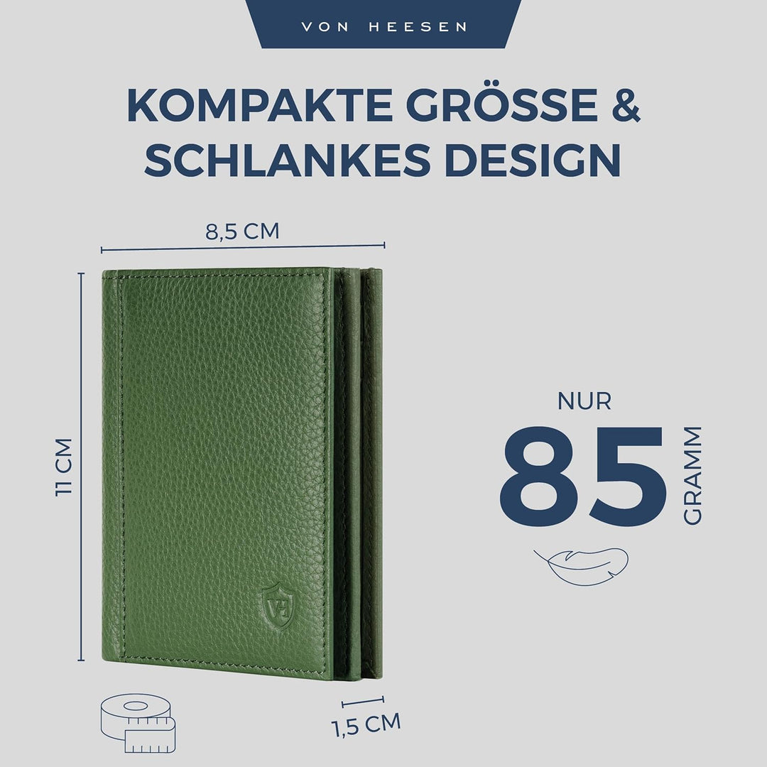 VON HEESEN® Leder Geldbörse mit Münzfach & RFID Schutz Herren & Damen - Echtleder Geldbeutel für Män