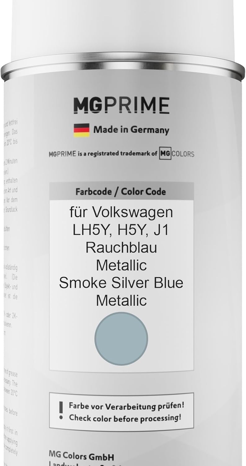 MG PRIME Autolack Sprühdosen Set für Volkswagen VW LH5Y / H5Y / J1 Rauchblau Metallic/Smoke Silver B