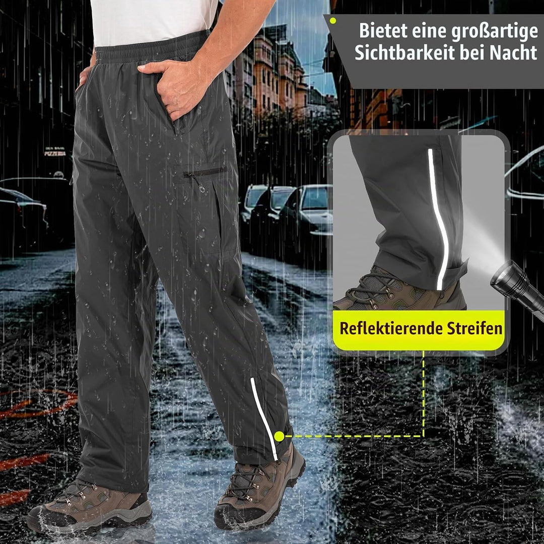 wasserdichte Regenhose für Herren Atmungsaktiv Winddicht Outdoorhose Elastischer Bund Hose Leichte R