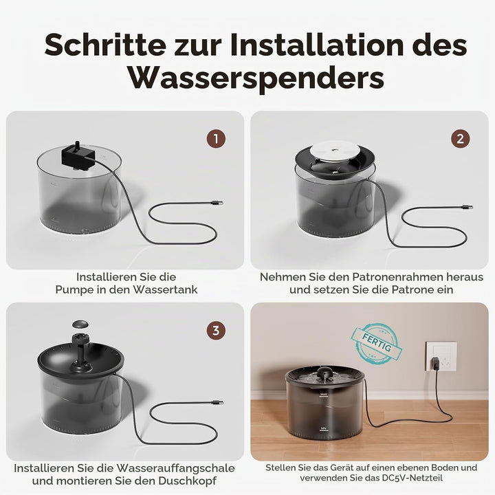 IMIPAW Katzenbrunnen für Katze, 3L Trinkbrunnen für Katzen, Super Silent, Durchsichtiger Wassertank