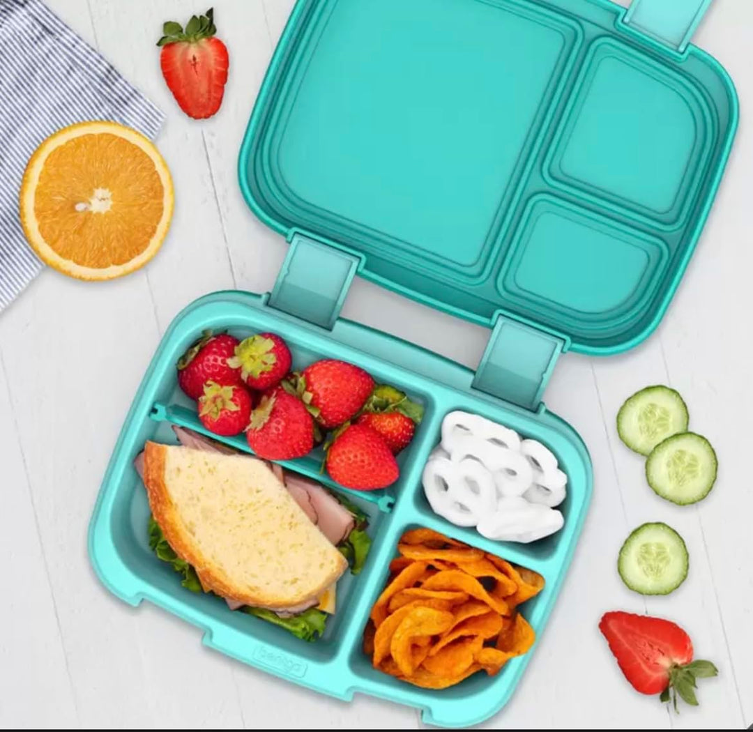 Bentgo Fresh Lunchbox im Bento-Stil, auslaufsicher, vielseitig, 4 Fächer, Blau/Grün, 2 Stück