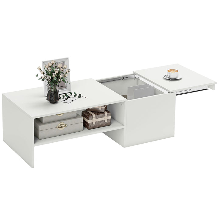 HOMCOM Couchtisch Wohnzimmertisch mit Verstecktem Stauraum Regal, Modern Sofatisch Beistelltisch Kaf