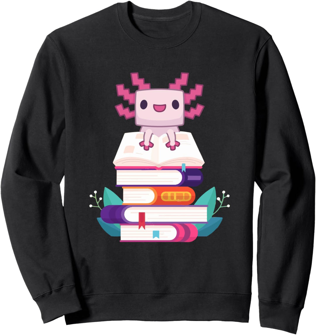 Axolotl Bücherwurm, lustig Sweatshirt