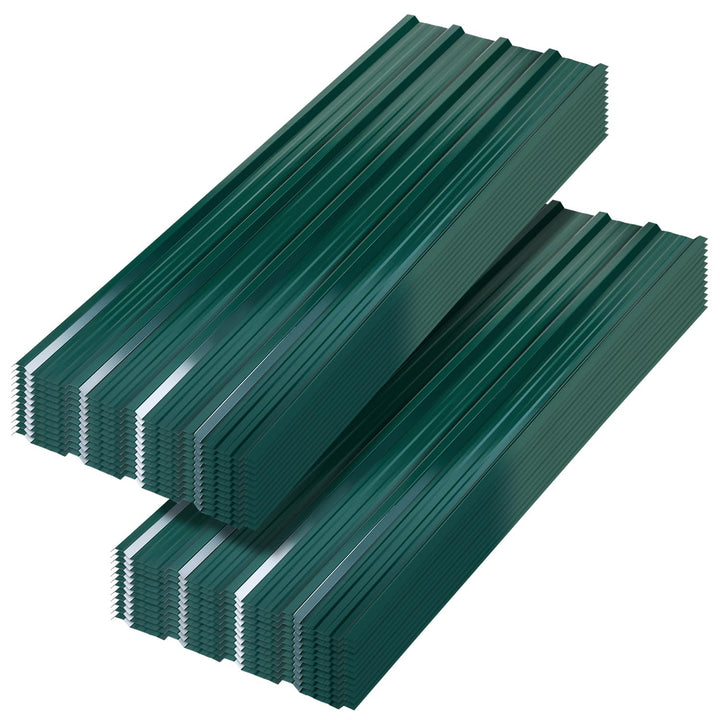 Vkechh Trapezblech Dachplatten Set Grün – 24 verzinkte Wellblechplatten, 129x46 cm, 0,25 mm dick, 14