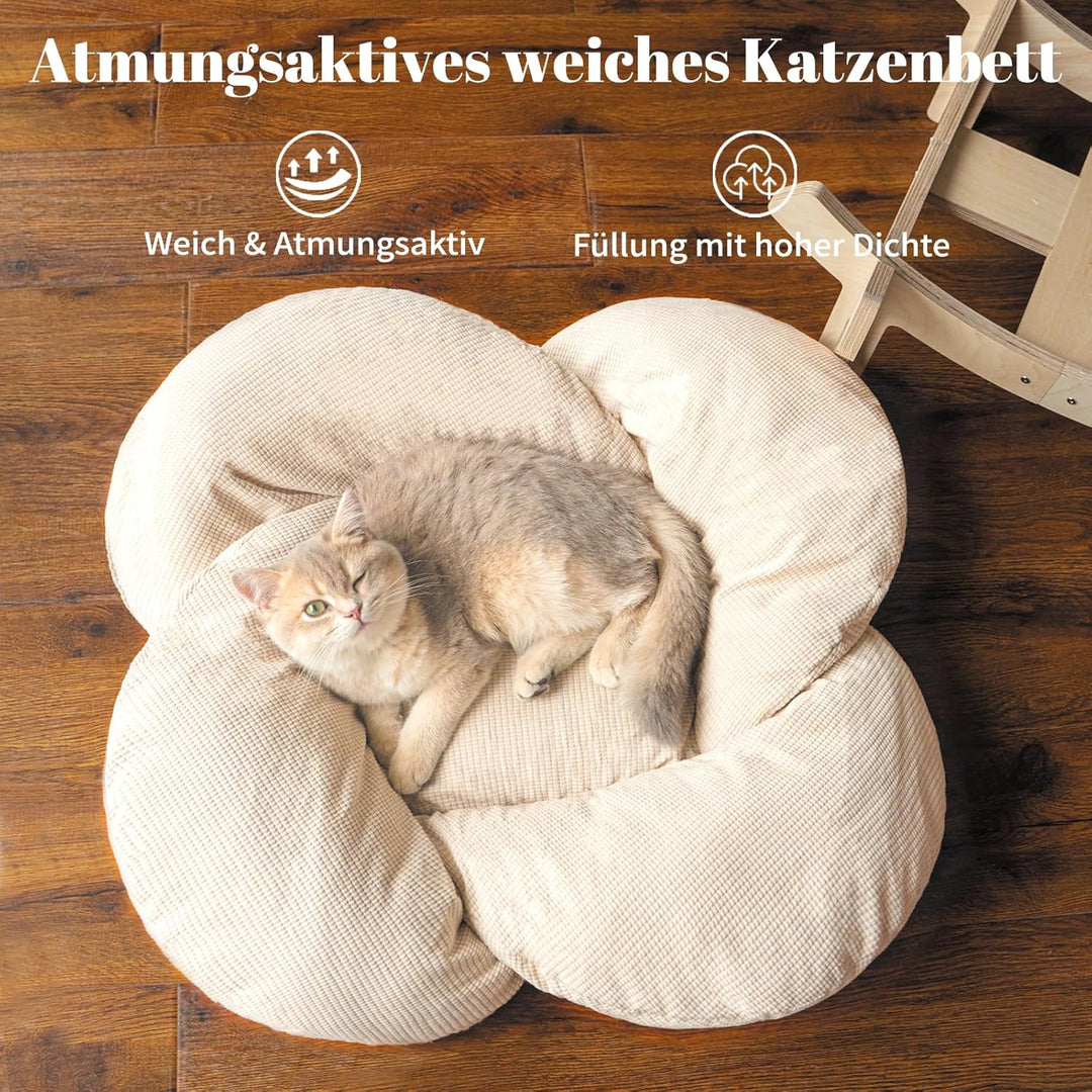 CheerPals Erhöhtes Katzenbett Blumenform, 55cm L&W Grosses Katzensofa, Stilvoll Katzenstuhl mit Hoch