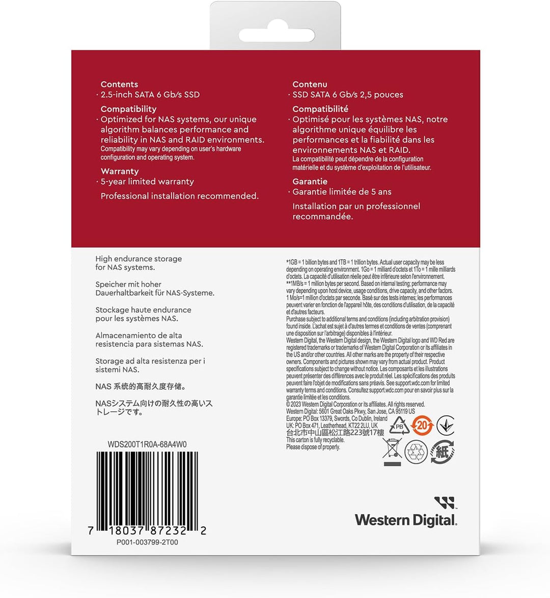 WD Red interne Festplatte 2 TB (3,5 Zoll, NAS Festplatte, 5.400U/min, SATA 6 Gbit/s, NASware-Technol
