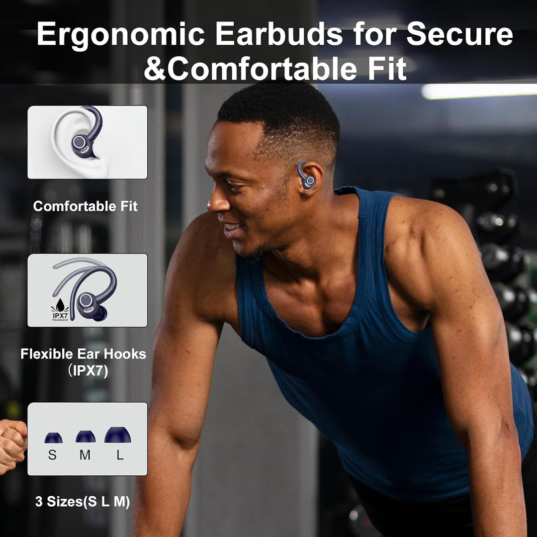 Csasan Bluetooth Kopfhörer Sport, in Ear Kopfhörer Kabellos Bluetooth 5.3 mit Ohrbügel, Hi-Fi Stereo