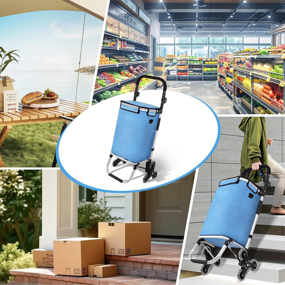 3 in1 Einkaufstrolley Klappbar,Einkaufswagen m𝐢t 56L Kapazität und belastbar bis 35kg,Einkaufswagen