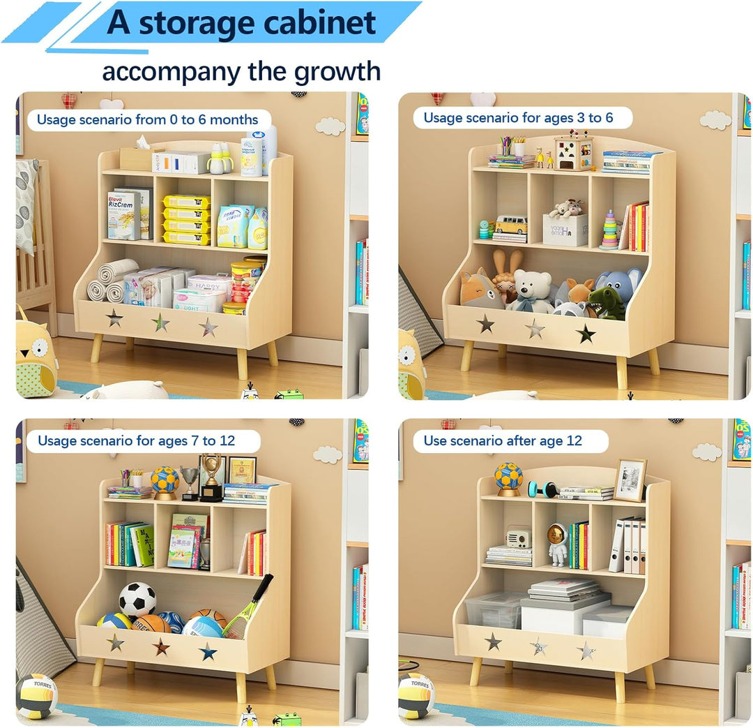 Garden 4 you Kinderregal,Bücherregal Kinder,Kinderregal mit 3 offenen Fächern,Bücherregal Kinderzimm
