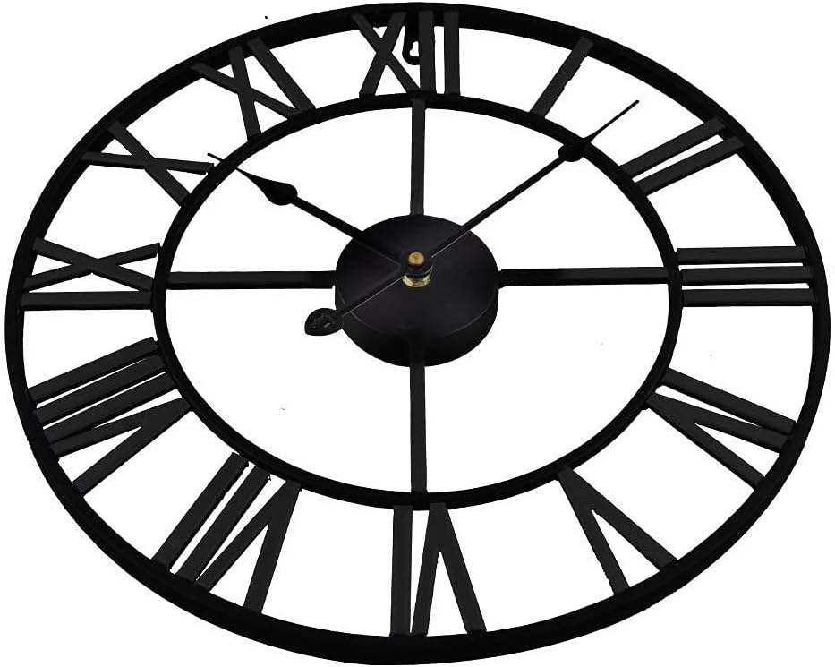 Timelike Atemberaubende, leise Skelett-Wanduhr für Innen- und Garten, römische Ziffern, offenes Ziff
