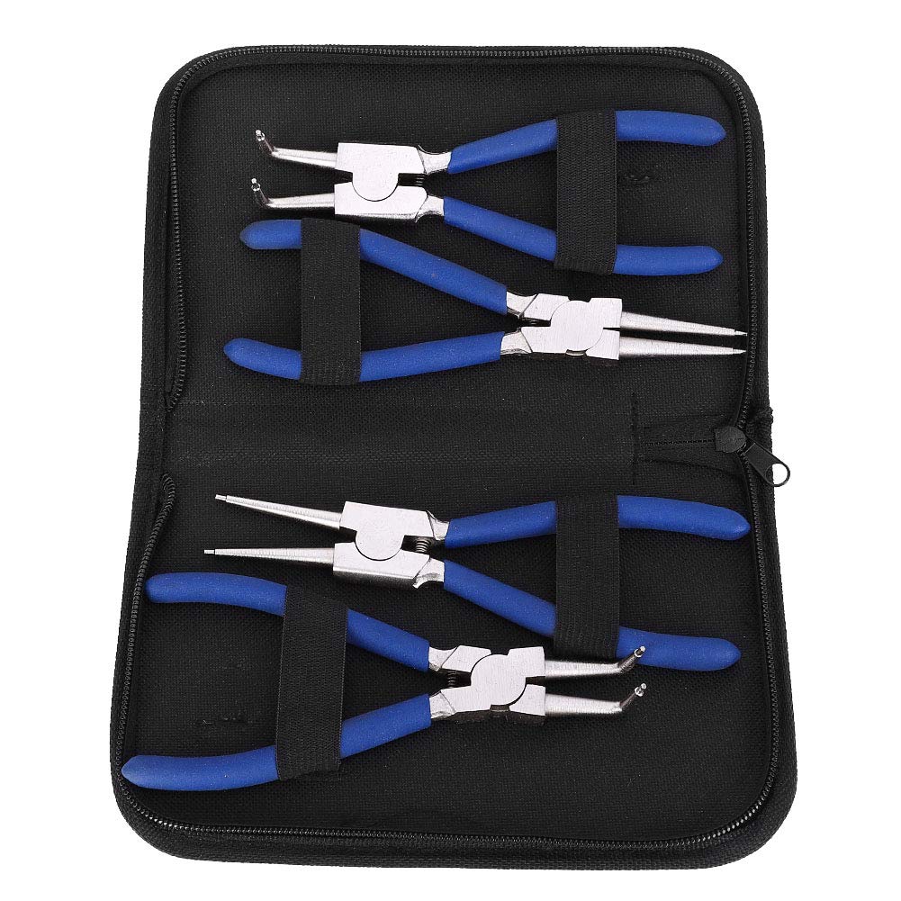 4 Stück Sprengringzangen Set, Sicherungsringzange mit Tragbarer Tasche, 7 Zoll Sicherungsringzange I