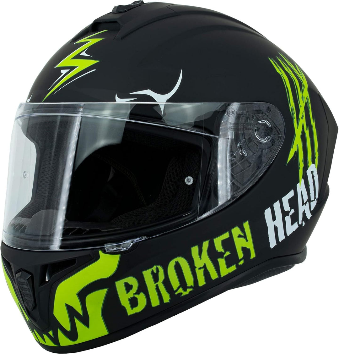 Broken Head Adrenalin Therapy 4X - Sportlicher Integralhelm - Motorrad-Helm - Schwarz-Grün Matt M (5