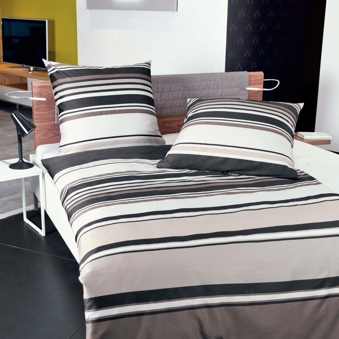 Janine Mako Satin Bettwäsche J.D. 135x200 cm + 80x80 cm Sand 135 cm x 200 cm, 135 cm x 200 cm