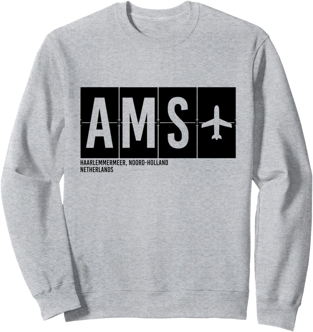AMS Amsterdam Niederlande Flughafencode Internationale Reisen Sweatshirt