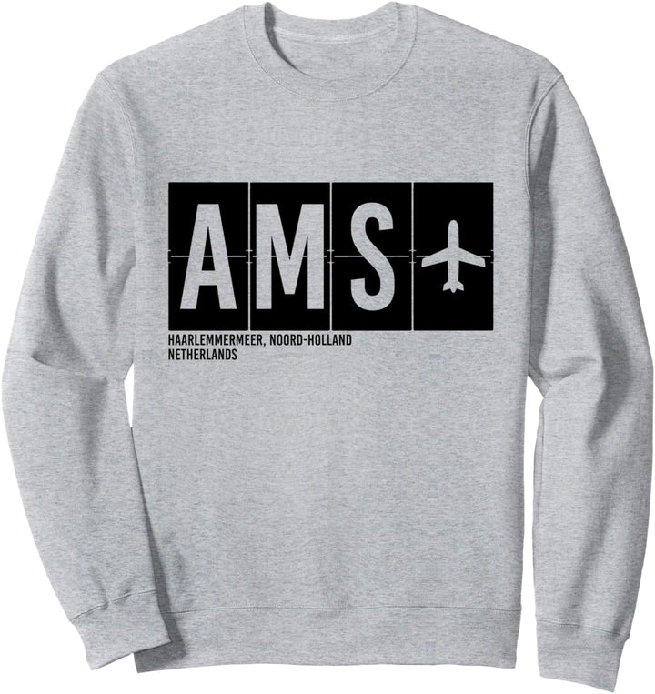 AMS Amsterdam Niederlande Flughafencode Internationale Reisen Sweatshirt