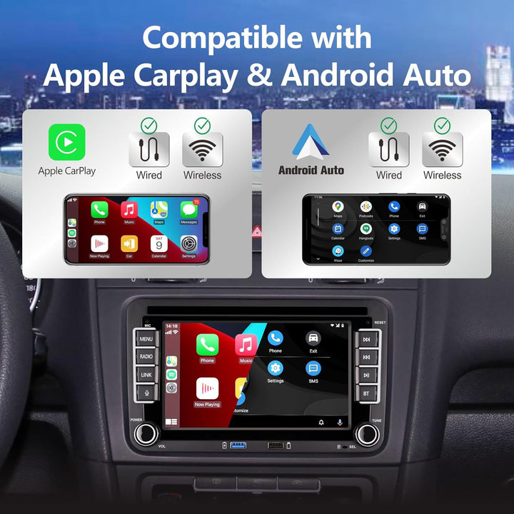 HLLECARMO VW Autoradio mit 7 Zoll Bildschirm Kompatibel mit Wireless CarPlay & Android Auto für VW G