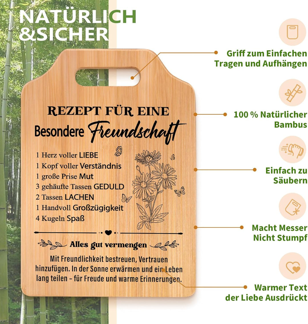 Beste Freundin Geschenke, Bambus Schneidebrett, Geschenk für Beste Freundin zum Geburtstag, zur Hoch