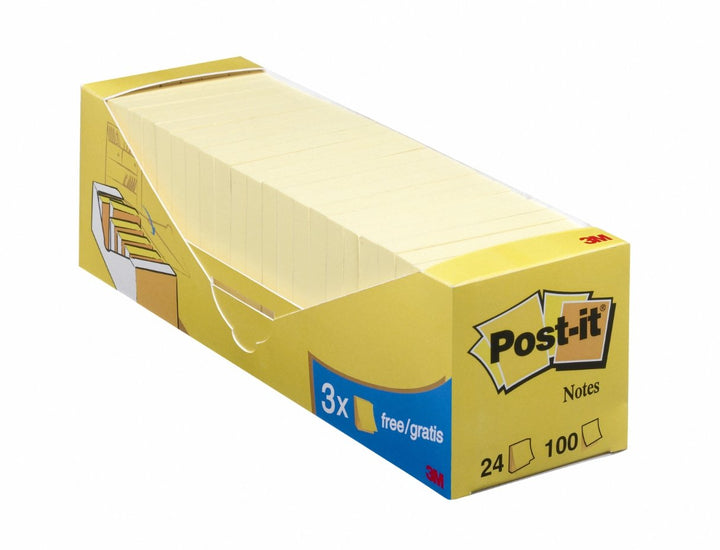 Post-it 654-Y24 Haftnotiz Notes Promotion 76 x 76 mm, gelb, 24 Blöcke a 100 Blatt