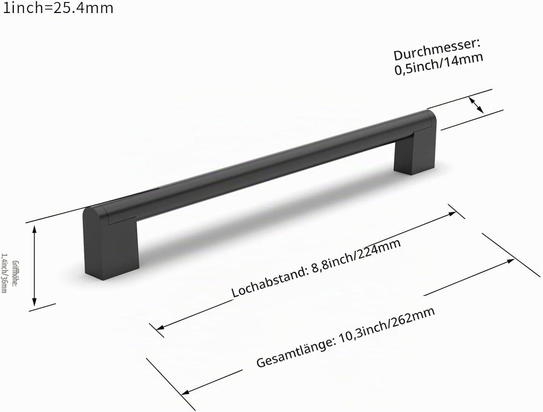FURNIWARE 10 Stück Möbelgriffe, 224mm Bohrlochabstand Edelstahl Möbelgriffe Schrankgriffe Küche Kabi