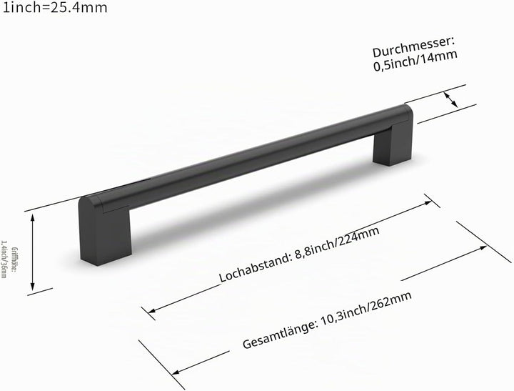FURNIWARE 10 Stück Möbelgriffe, 224mm Bohrlochabstand Edelstahl Möbelgriffe Schrankgriffe Küche Kabi