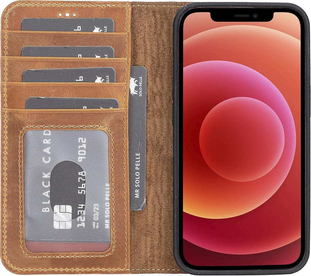 Solo Pelle Lederhülle kompatibel für iPhone 13 in 6.1 Zoll abnehmbare Hülle (2in1) inkl. Kartenfäche