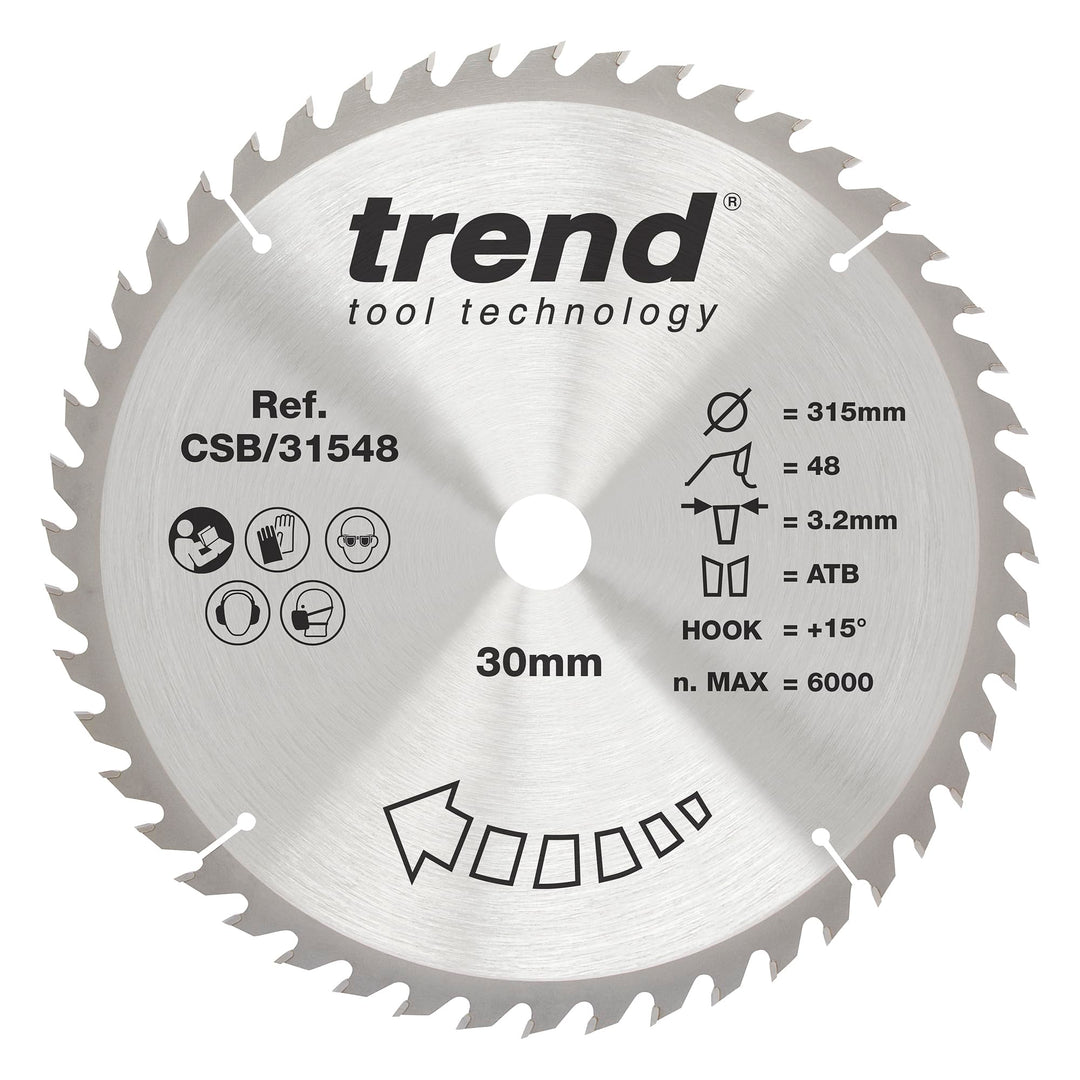 Trend CraftPro Combination TCT Kreissägeblatt, 315mm Durchmesser x 48 Zähne x 30mm Bohrung, Hartmeta