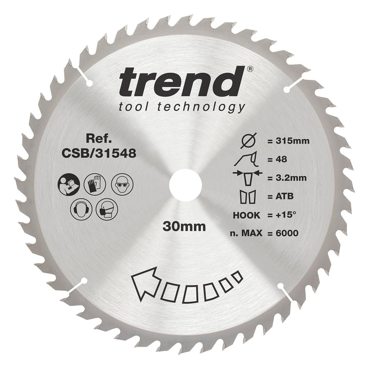 Trend CraftPro Combination TCT Kreissägeblatt, 315mm Durchmesser x 48 Zähne x 30mm Bohrung, Hartmeta