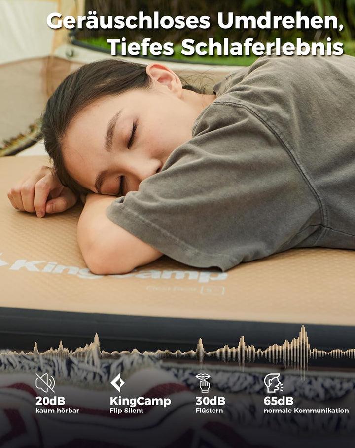 KingCamp Isomatte Camping 500KG Belastbar Aufblasbare Matratze 5cm Dicke Hohe Elastizität Stummschal