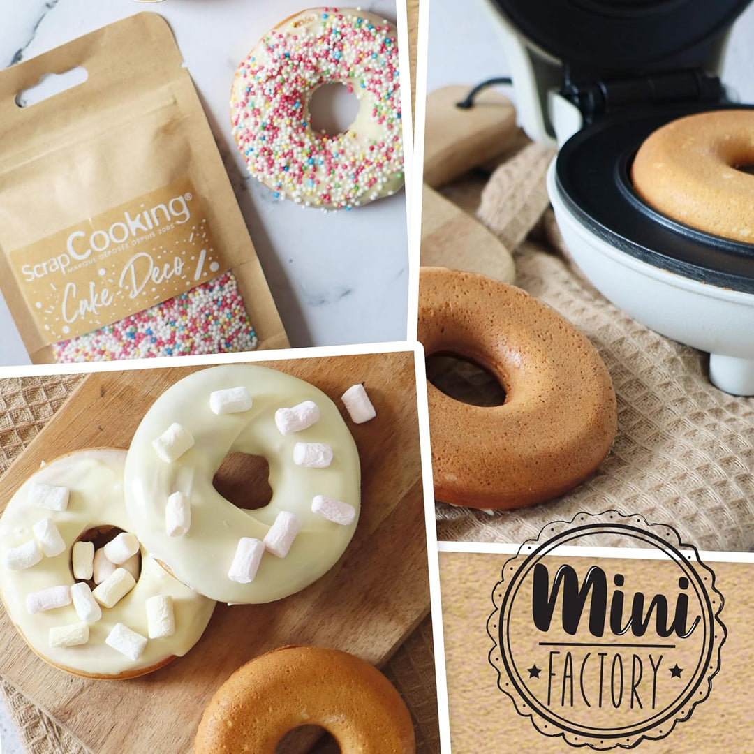 ScrapCooking - Mini Donut Maker - Donut-Maschine mit Antihaftplatte - Kompaktes Gerät für Donuts & G