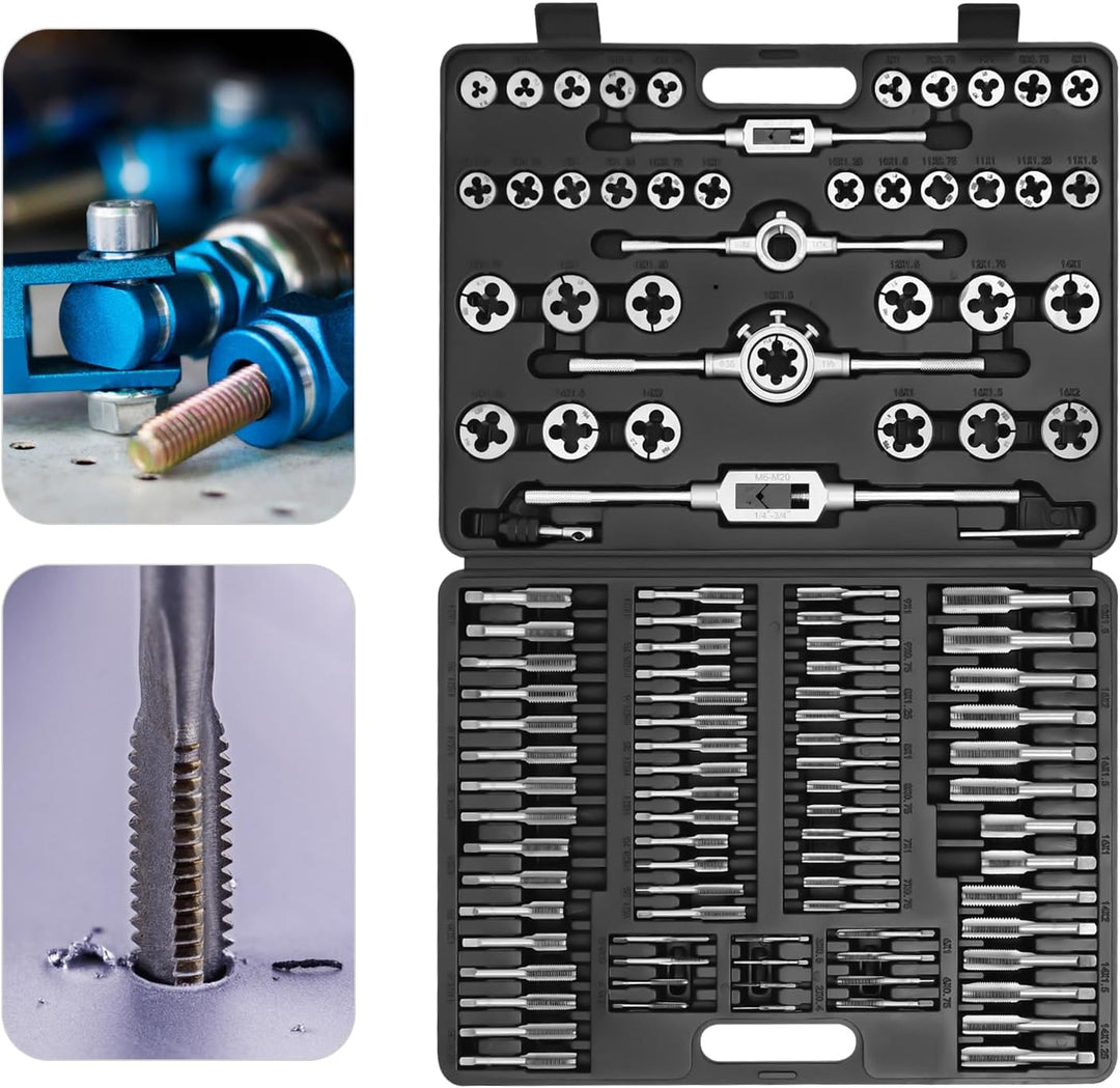 110 Teile Gewindebohrer Gewindeschneider Set Maschinengewindebohrer Set für Reparaturen an Metall Al