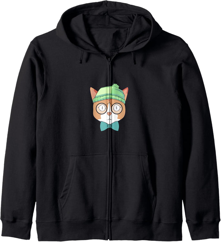 Lustige Hipster Katze in Brille Kätzchen Auge Brille Geschen Kapuzenjacke