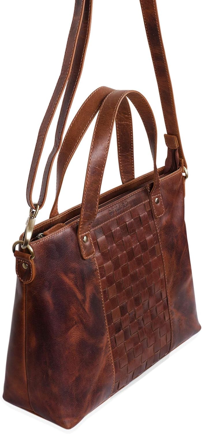 STILORD 'Mara' Elegante Handtasche geflochtenes Leder mit abnehmbaren Schulterriemen Abendtasche Aus