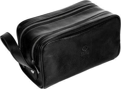 Kulturbeutel Leder Herren - Kosmetikbeutel - Waschtasche für Männer - 100% Echtleder - Hochwertige K