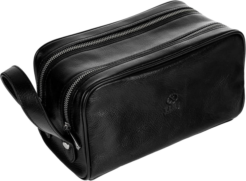 Kulturbeutel Leder Herren - Kosmetikbeutel - Waschtasche für Männer - 100% Echtleder - Hochwertige K