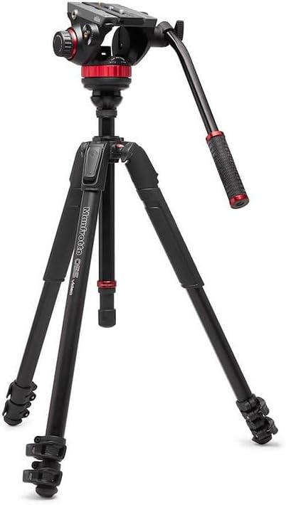 Manfrotto 055 Video-Stativ mit 502 Video-Fluid-Kopf, Aluminium, professionelles Schwerlast-Stativsys