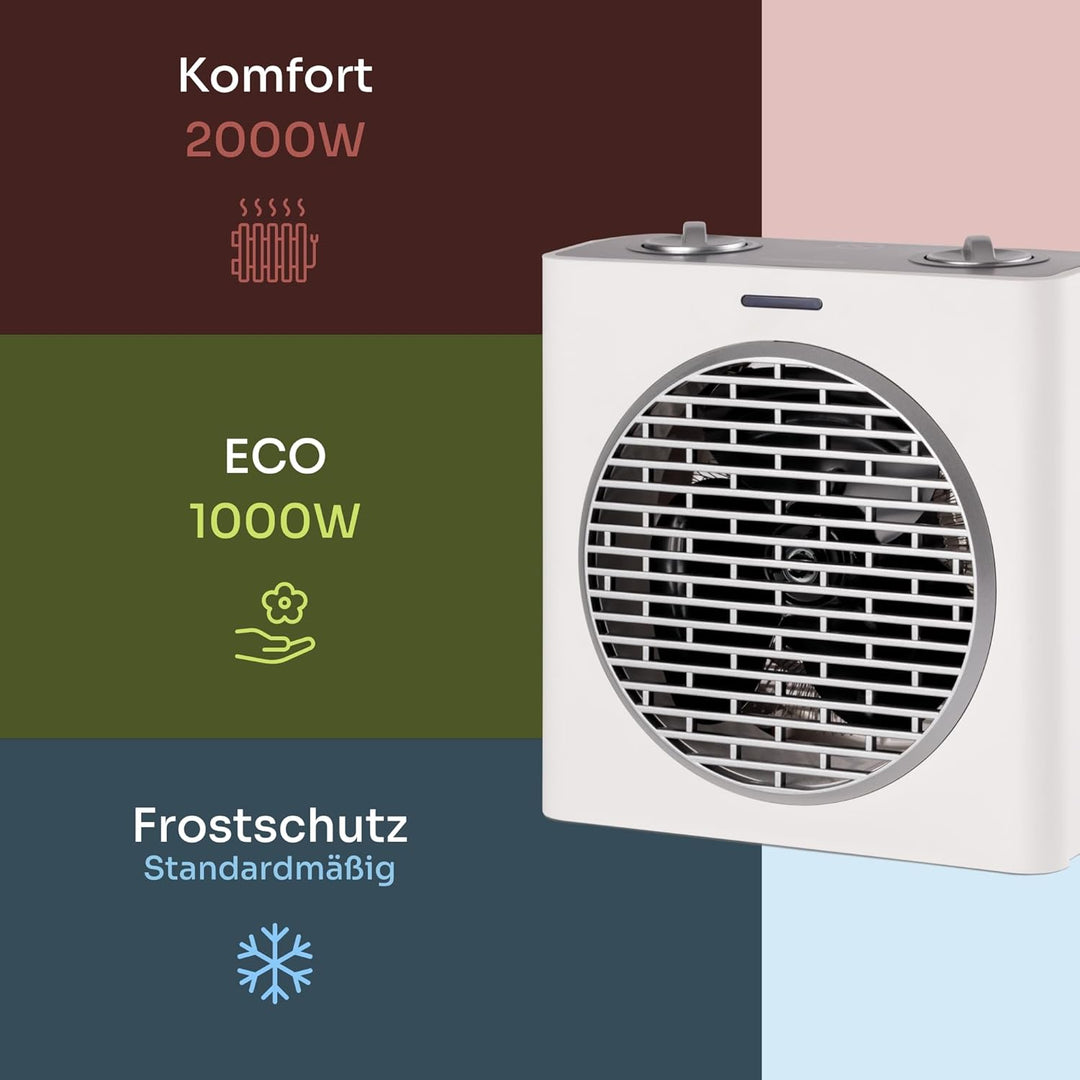 Mellerware - Elektroheizung Keramik Homy! 2000W | 3 Funktionen (inkl. Gebläse) | Einstellbarer Therm