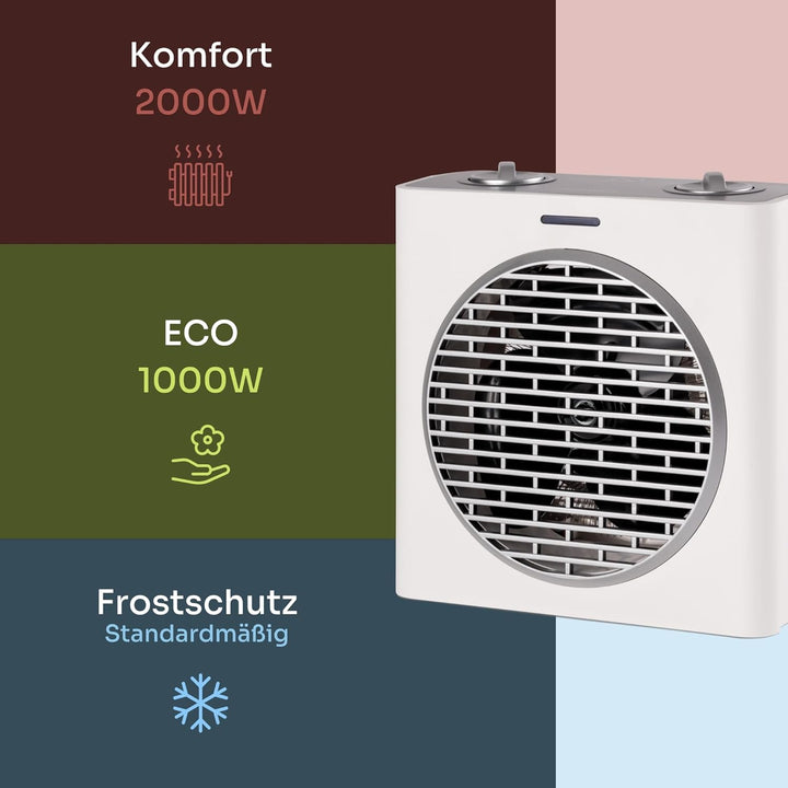 Mellerware - Elektroheizung Keramik Homy! 2000W | 3 Funktionen (inkl. Gebläse) | Einstellbarer Therm