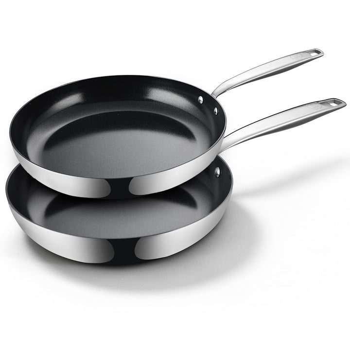 Be Living Edelstahl Pfannenset 2-teilig, Bratpfanne 24 & 28 cm, Non Stick Keramik Antihaftbeschichtu