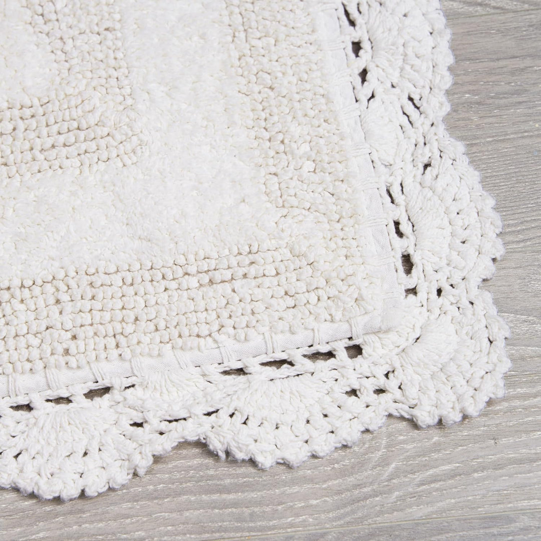 Laura Ashley Häkel-Baumwoll-Badvorleger-Set, 43 x 61 cm, elfenbeinfarben, Elfenbeinfarben
