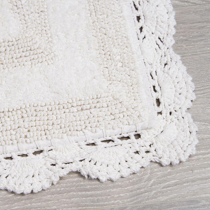 Laura Ashley Häkel-Baumwoll-Badvorleger-Set, 43 x 61 cm, elfenbeinfarben, Elfenbeinfarben
