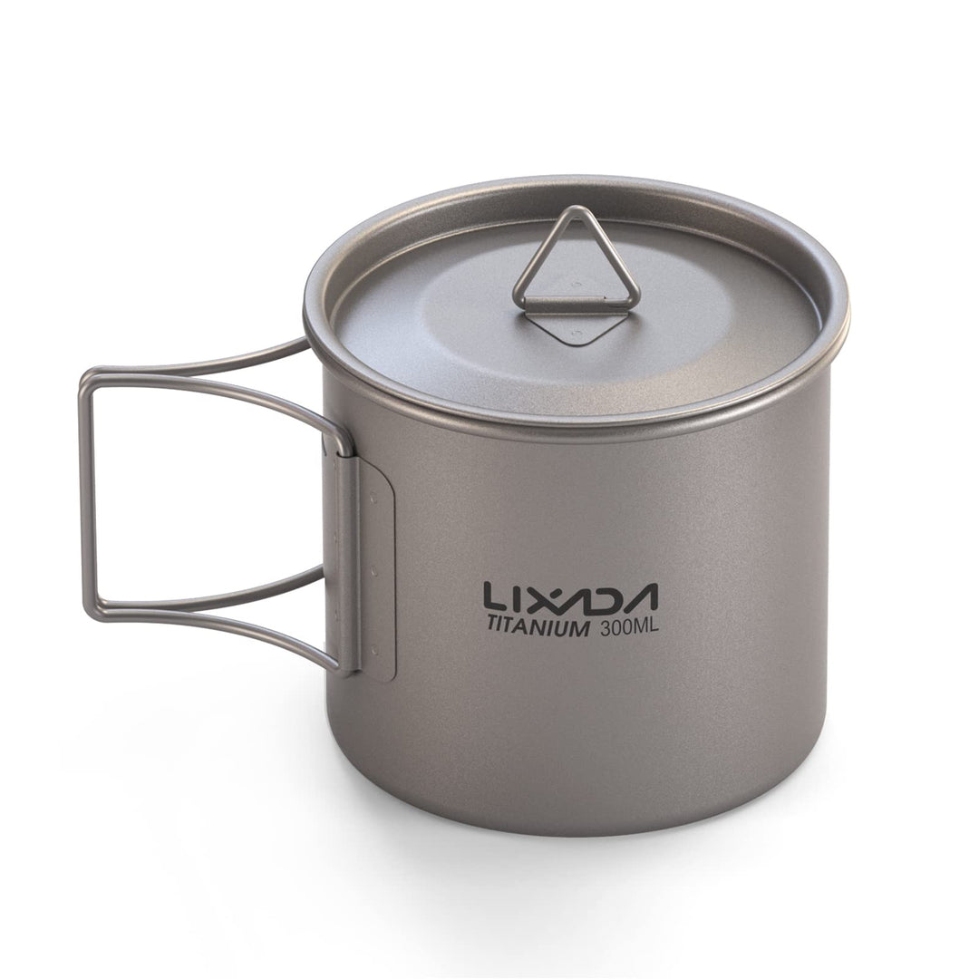 Lixada Titanium Topf Camping Titanium Becher Tragbar Klappgriff Outdoor Tasse Wasser für Picknick Wa