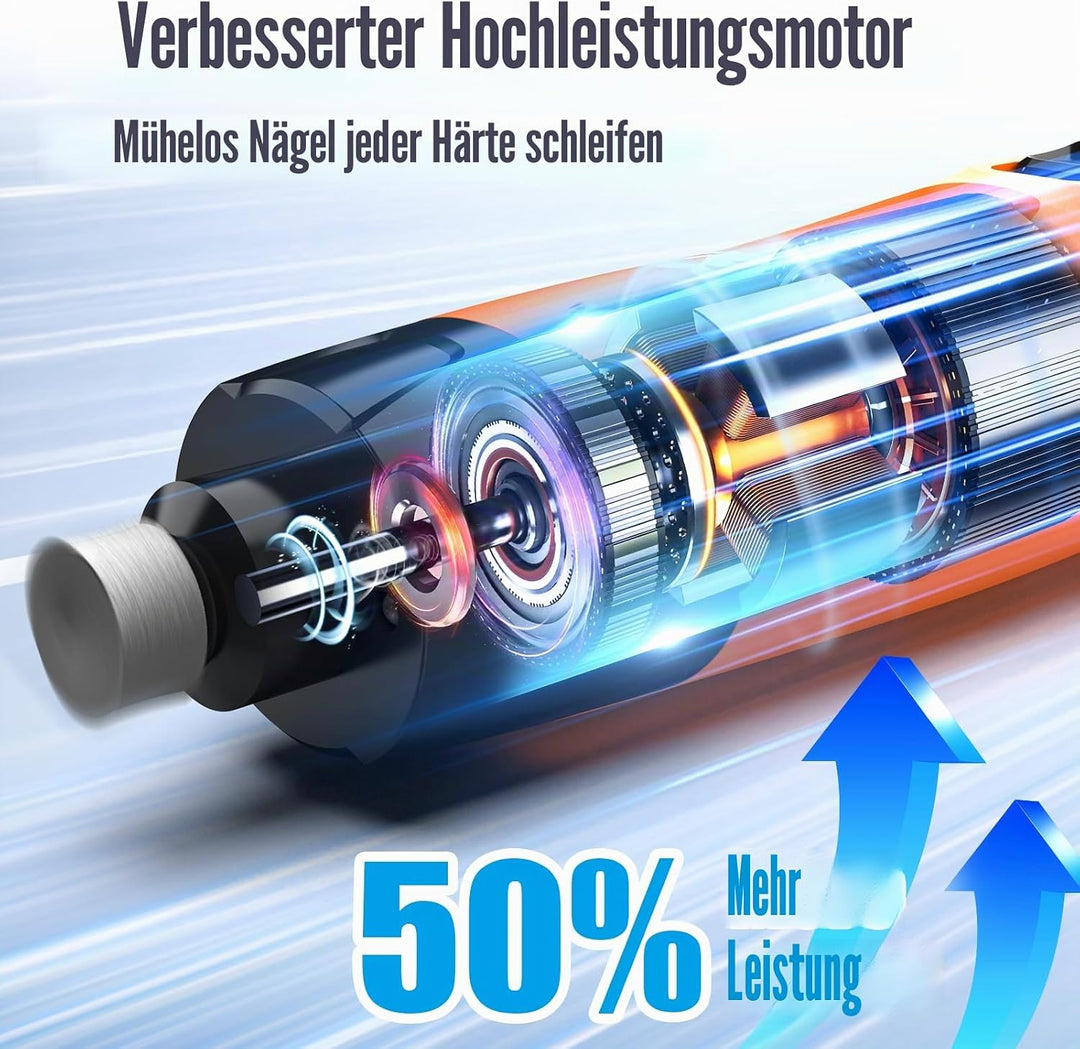 Casfuy Neue 6-Gang Krallenschleifer für Hunde – 50% Mehr Leistung mit 2 LED Lichtern Leise 7 Stunden