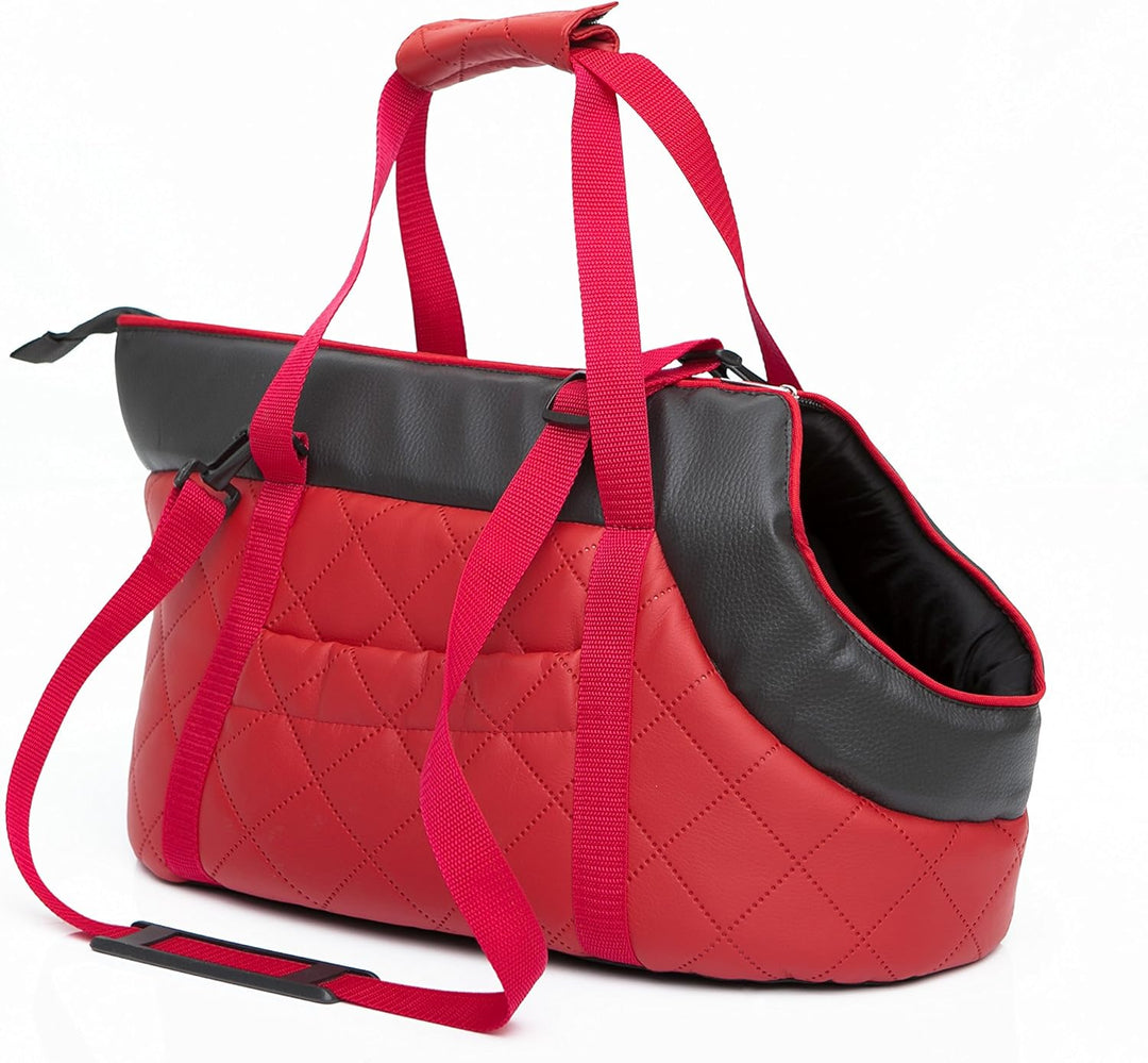 Hundetragetasche aus Kunstleder – Hundetransporttasche für kleine Hunde und Katzen bis 8 kg - prakti