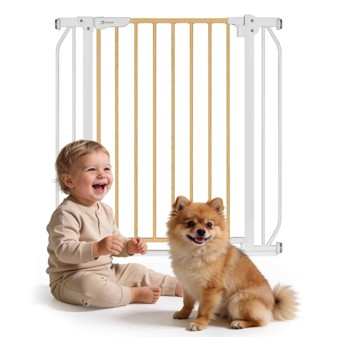 Lionelo Truus Slim Sicherheitstor, Verstellbare Breite von 75 bis 105 cm mit Press-Fit, Höhe 77 cm,