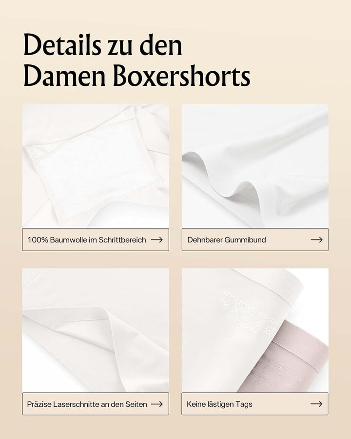 SHARICCA Boxershorts Damen Nahtlos Shorts Radlerhose Unterhose Hotpants Kurze Hose Hohe Taille Boxer