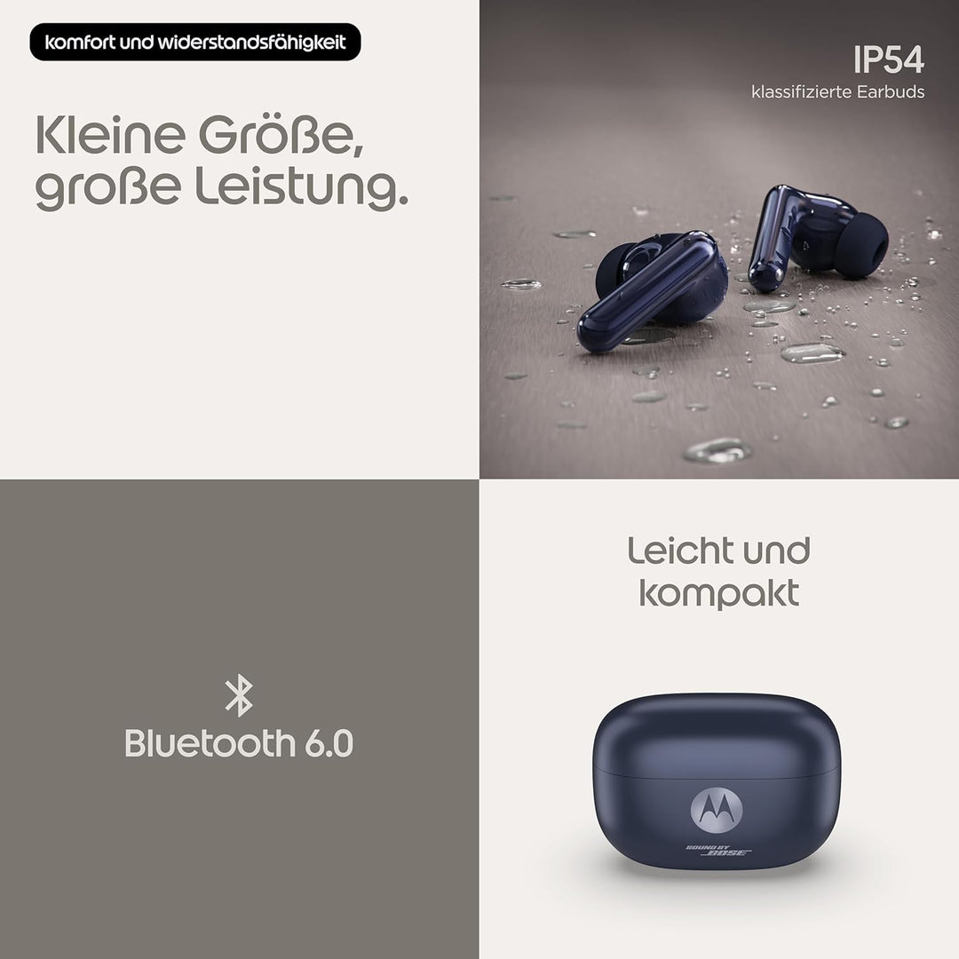Motorola Moto Buds 2 Plus Sound by Bose (BT 6.0 Earbuds, multidimensionaler Sound, Dolby Head Tracki