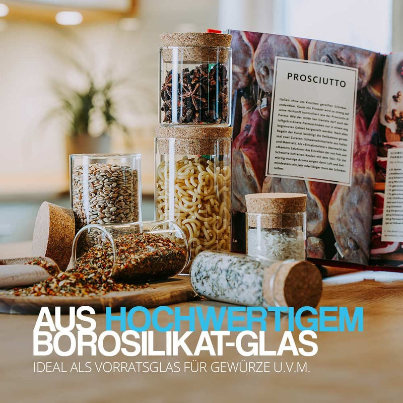 Tuuters 10x Gewürzgläser mit Korken/Vorratsdose aus Glas (70 x Ø50 mm), 70 x Ø50 mm
