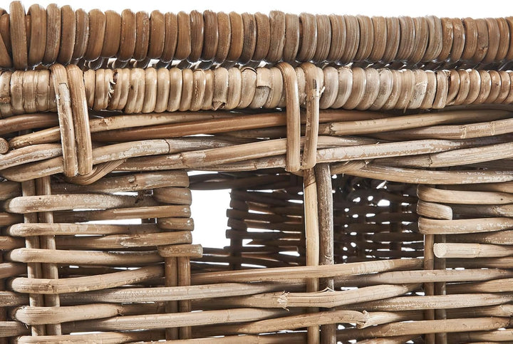 Kobolo Rattantruhe in Kubu Grey, gross 50x40x30 cm, handgefertigte Aufbewahrungsbox mit Deckel im La
