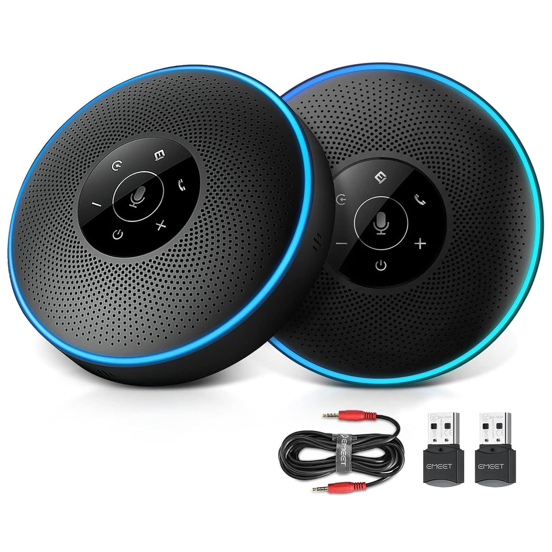 EMEET Bluetooth Konferenzlautsprecher Set - 2pcs Speakers mit Dongle, Konferenzlautsprecher mit Mikr